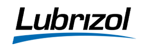 Lubrizol logo in black text over a blue arched line.