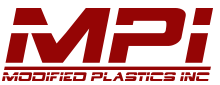 Logo for Modified Plastics Inc. in bold red letters, "MPI" above the company name.