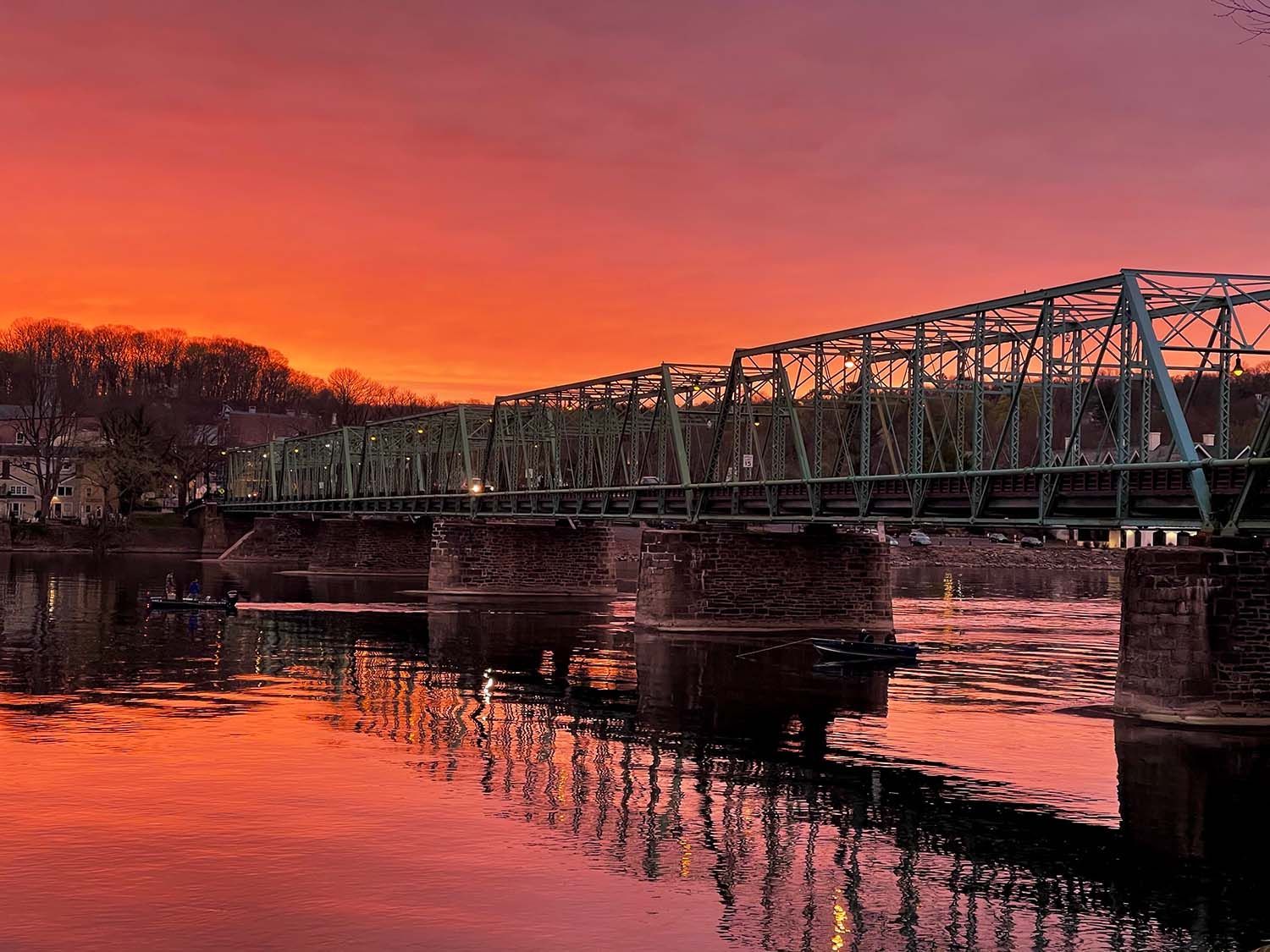 New Hope Lambertville Bridge at sunset