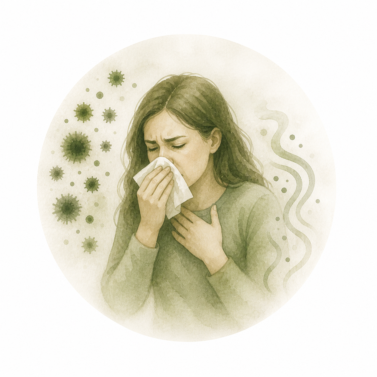 Allergy symptoms such as coughing, sneezing, or irritation