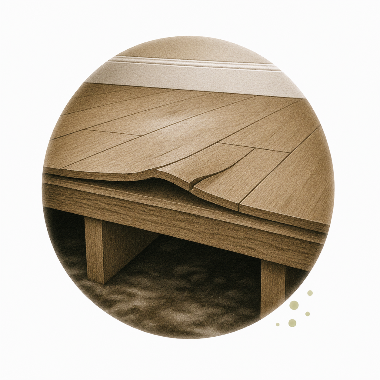 Warping or damage to flooring above the crawlspace