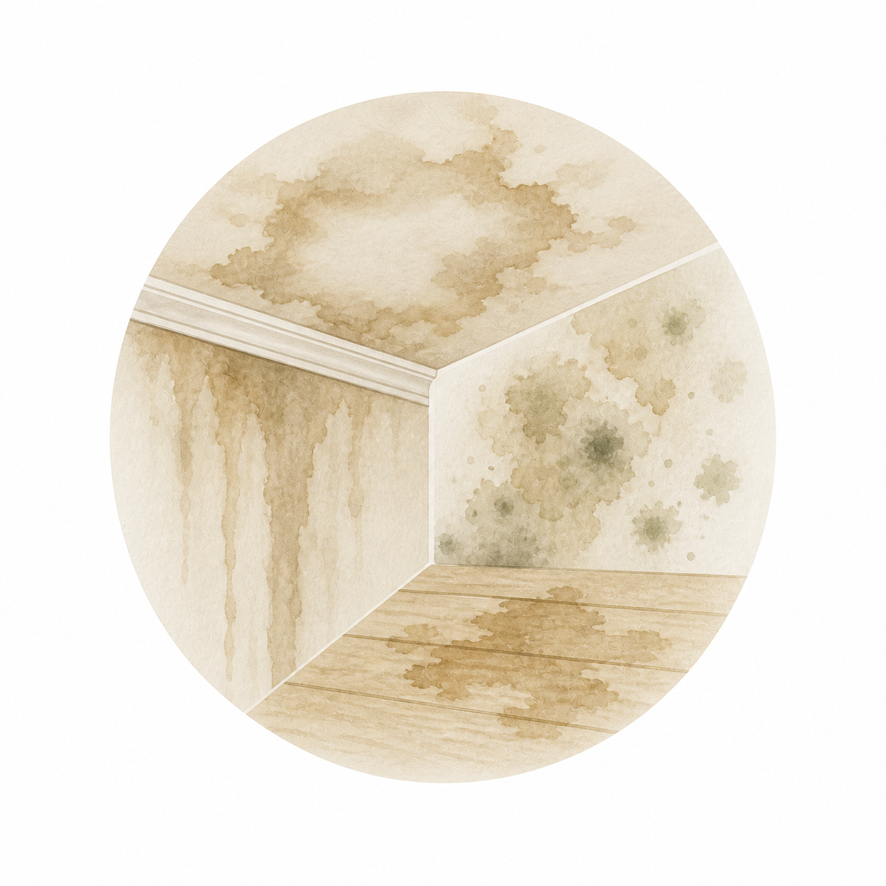 Water stains or discoloration on surfaces