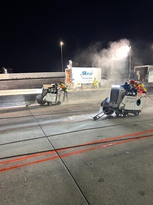 concrete cutting at night