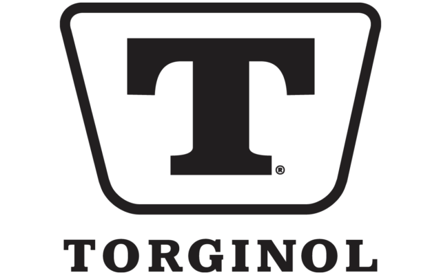A black and white logo for a company called torginol