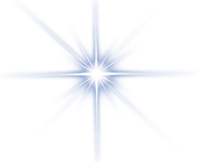 Soft blue-white starburst with radiant light beams on a white background