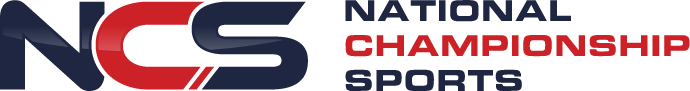 National Championship Sports logo in red, white, and navy blue with stylized NCS letters