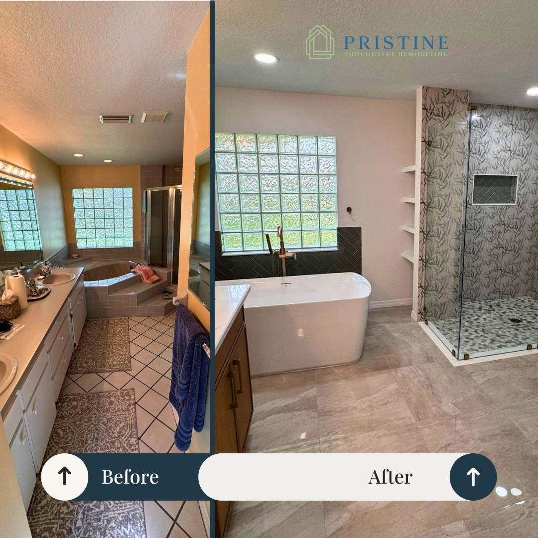 Before and after luxury bathroom remodeling project in Lakeland Florida