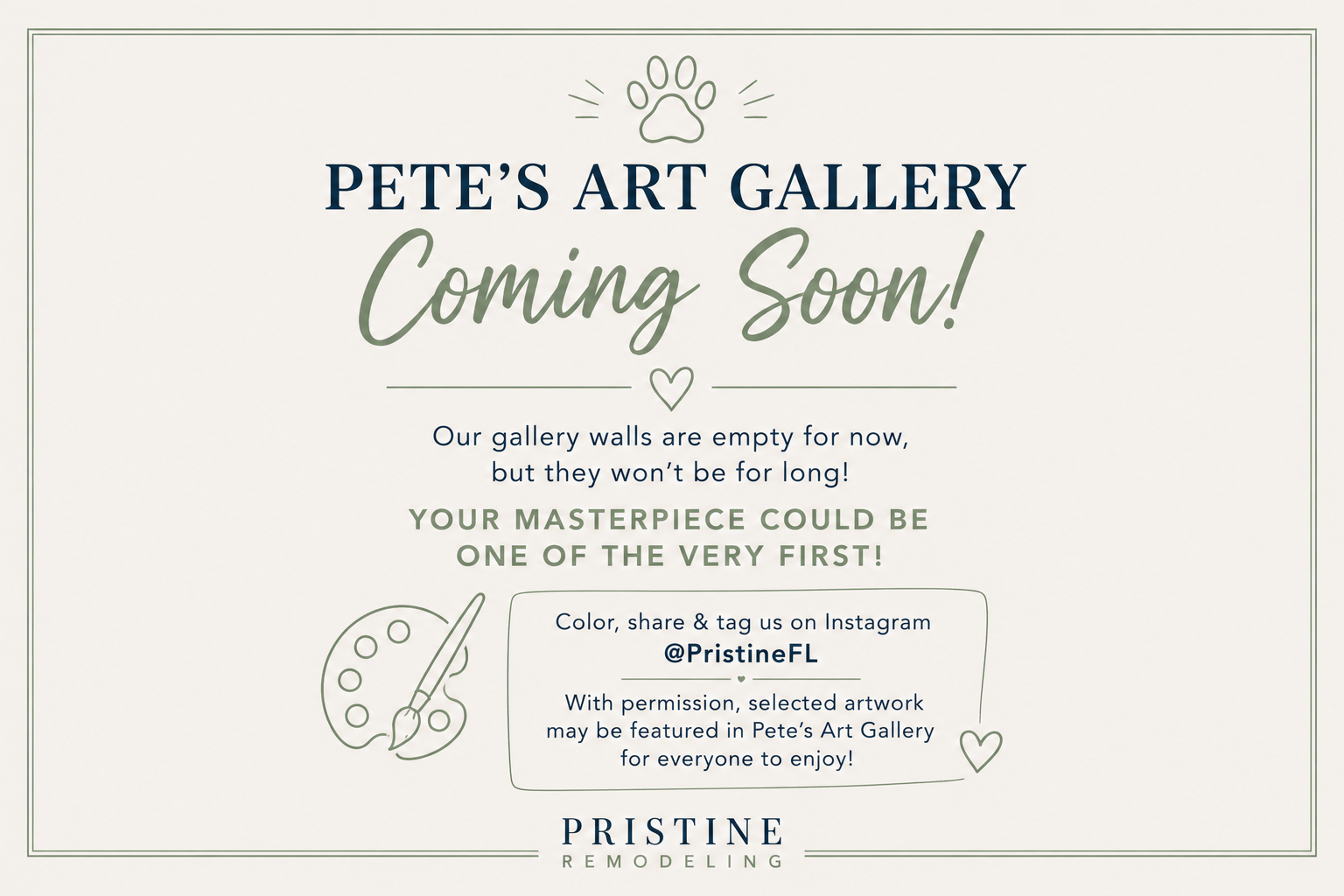 Pristine Pete's Art Gallery, Coming Soon!