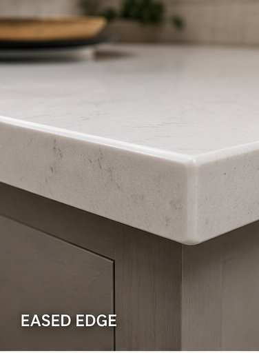Quartz countertop with eased edge profile commonly used in modern kitchen remodeling projects.