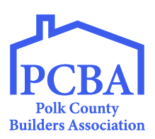 Polk County Builders Association logo in blue with house outline and PCBA text