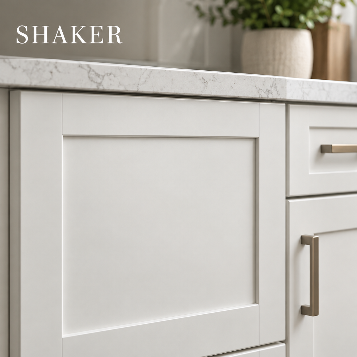 Shaker cabinet door with a simple square frame and recessed center panel