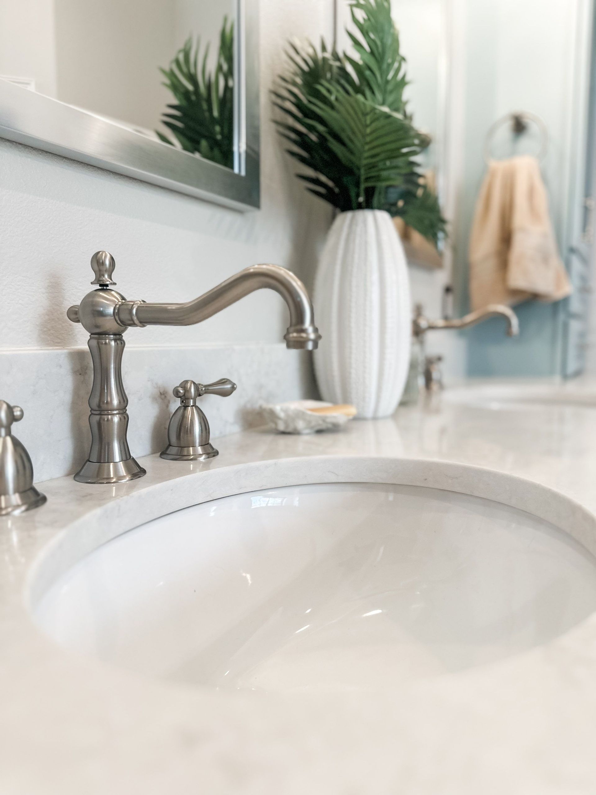 Modern bathroom sink and faucet upgrade during bathroom remodeling project in Central Florida