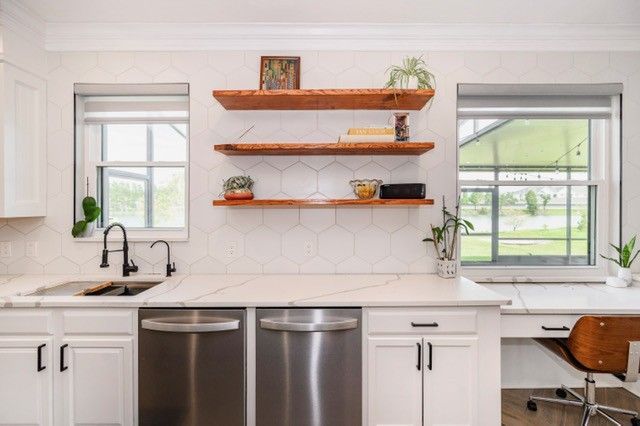 floating wood shelves
kitchen floating shelves
open shelving ideas
custom shelving
decorative storage solutions