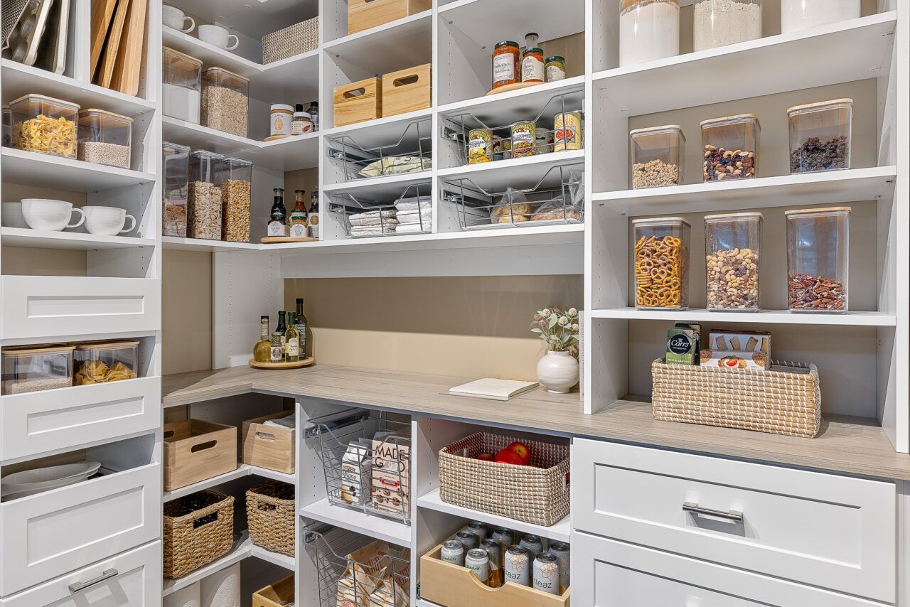 custom pantry storage
walk in pantry organization
pantry shelving ideas
kitchen pantry cabinets
organized pantry design