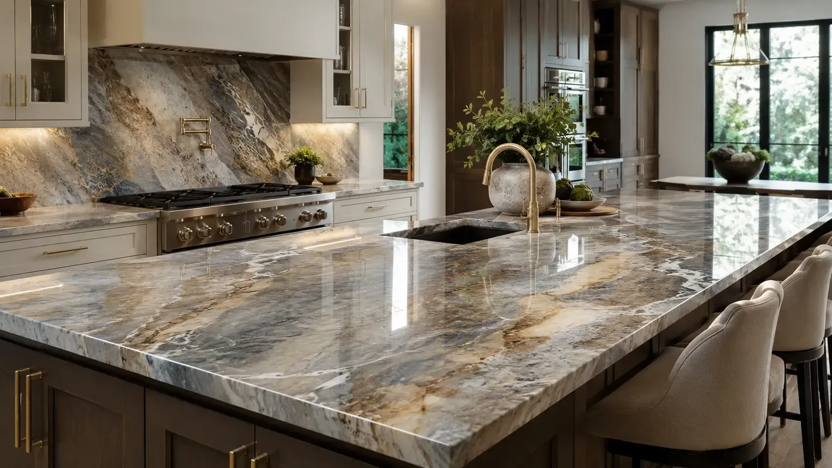 Polished countertop finishes
