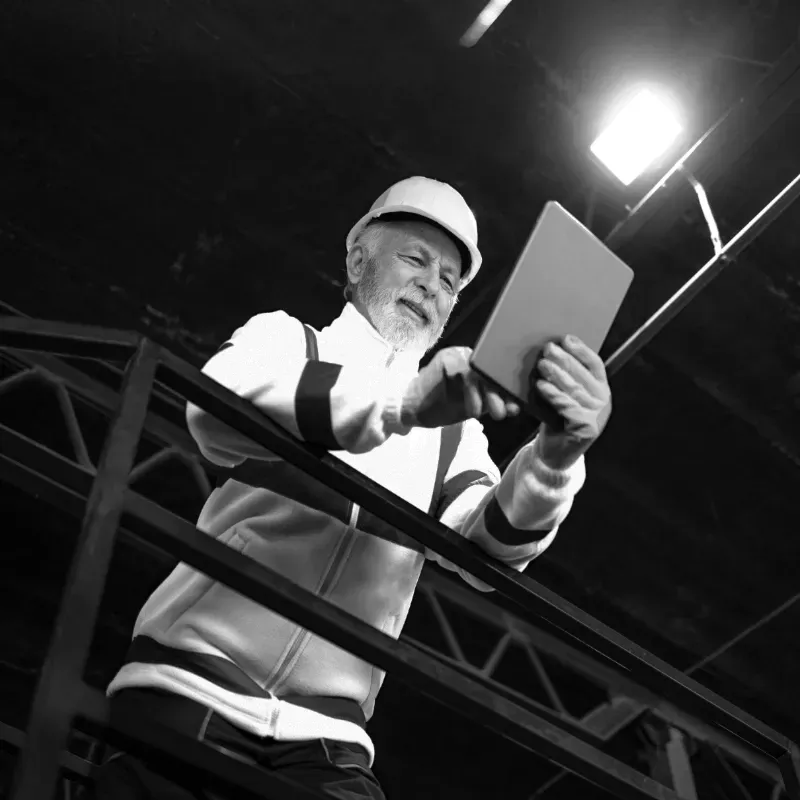 MAN LOOKING OVER PROJECT PLANS