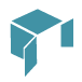 Teal geometric logo forming a stylized graduation cap and book