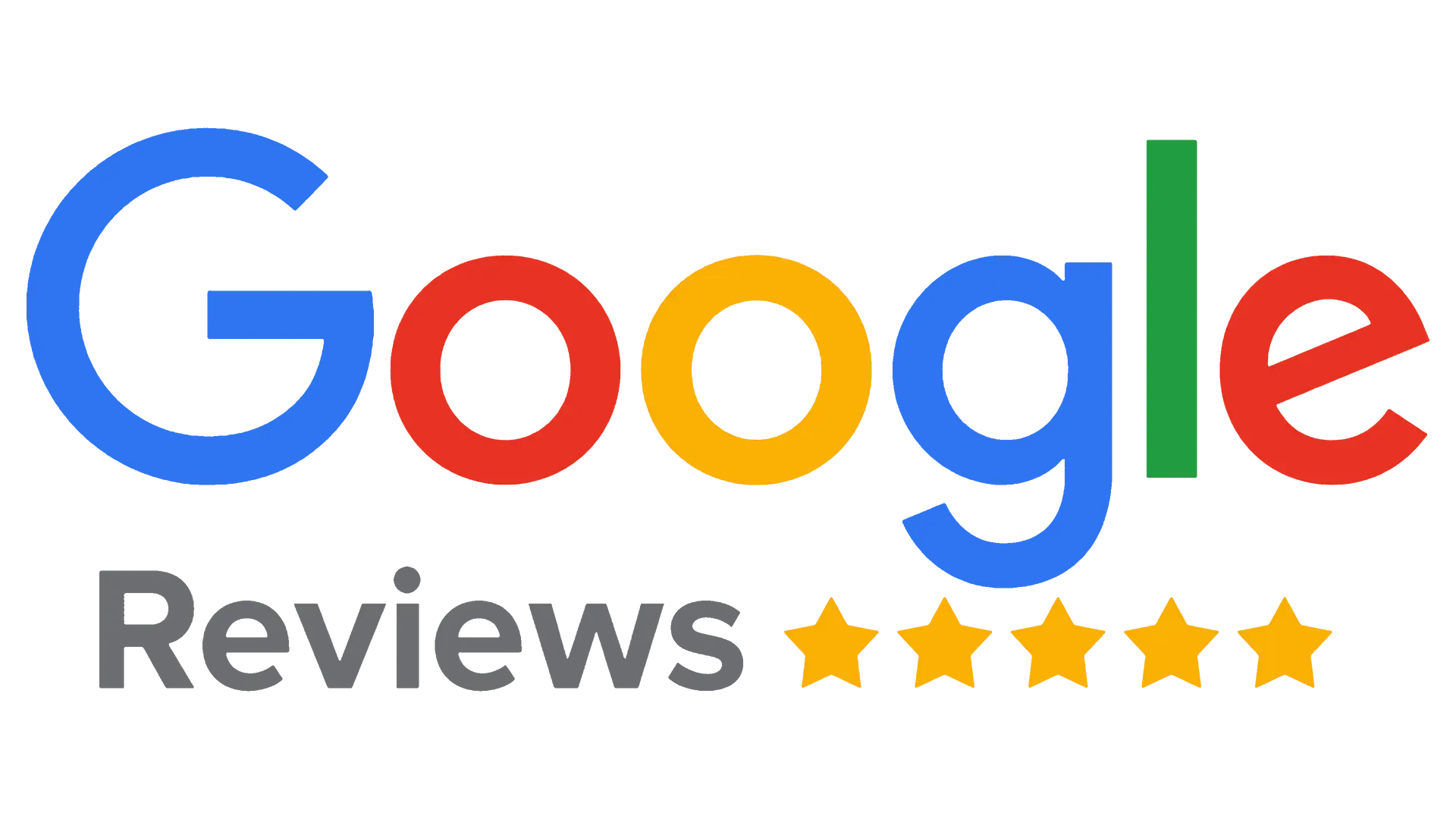 Google Reviews logo with multicolored Google wordmark and five gold stars