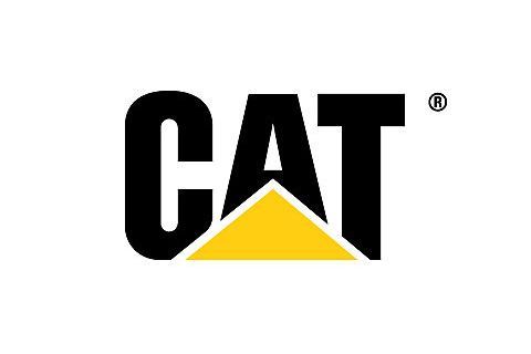 Logotipo de CAT en negro con un triángulo amarillo debajo de la A y un pequeño símbolo de marca registrada.
