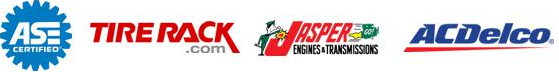 A blurred image of a tire rack logo