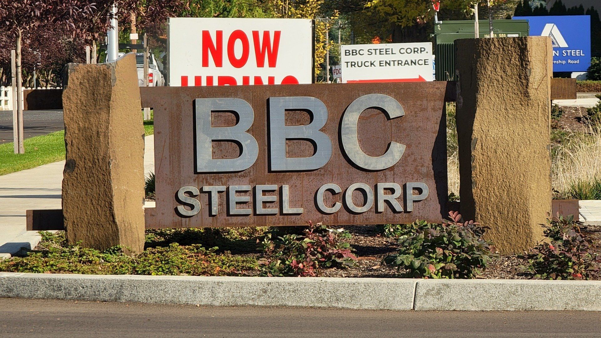 BBC Steel Corp sign.