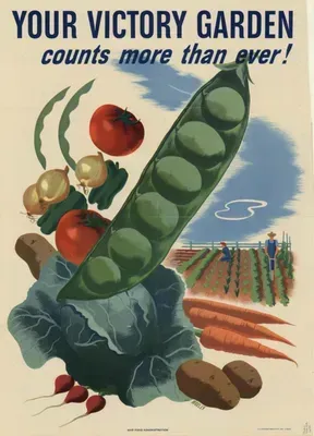 Poster encouraging home gardening during wartime.