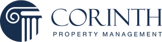 Corinth Property Management Logo with the top of a roman column.