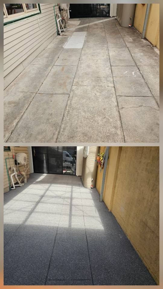 Before concrete resurfacing of alfresco area in Bentleigh East Victoria