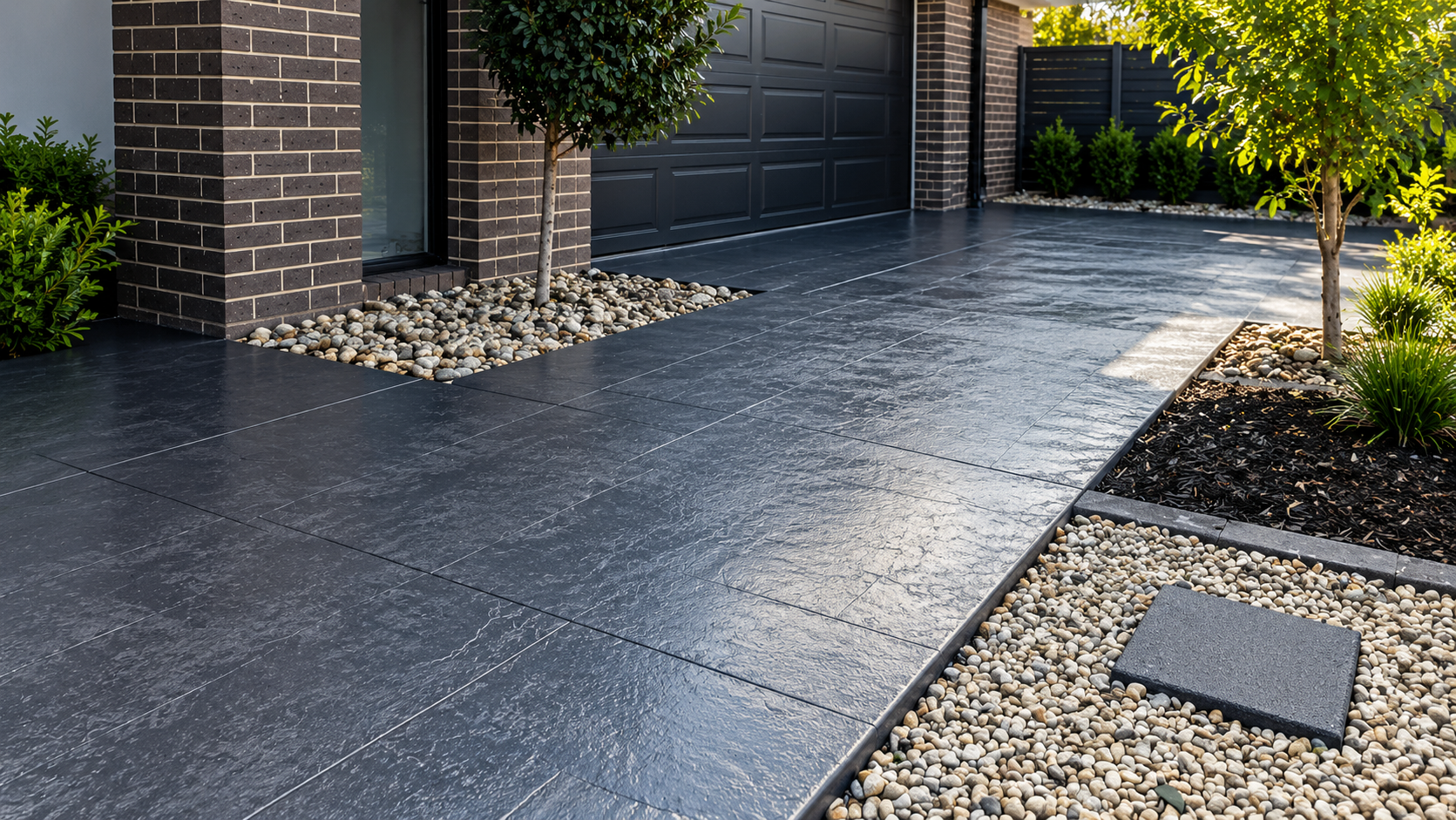 Decorative concrete of footpath and driveway