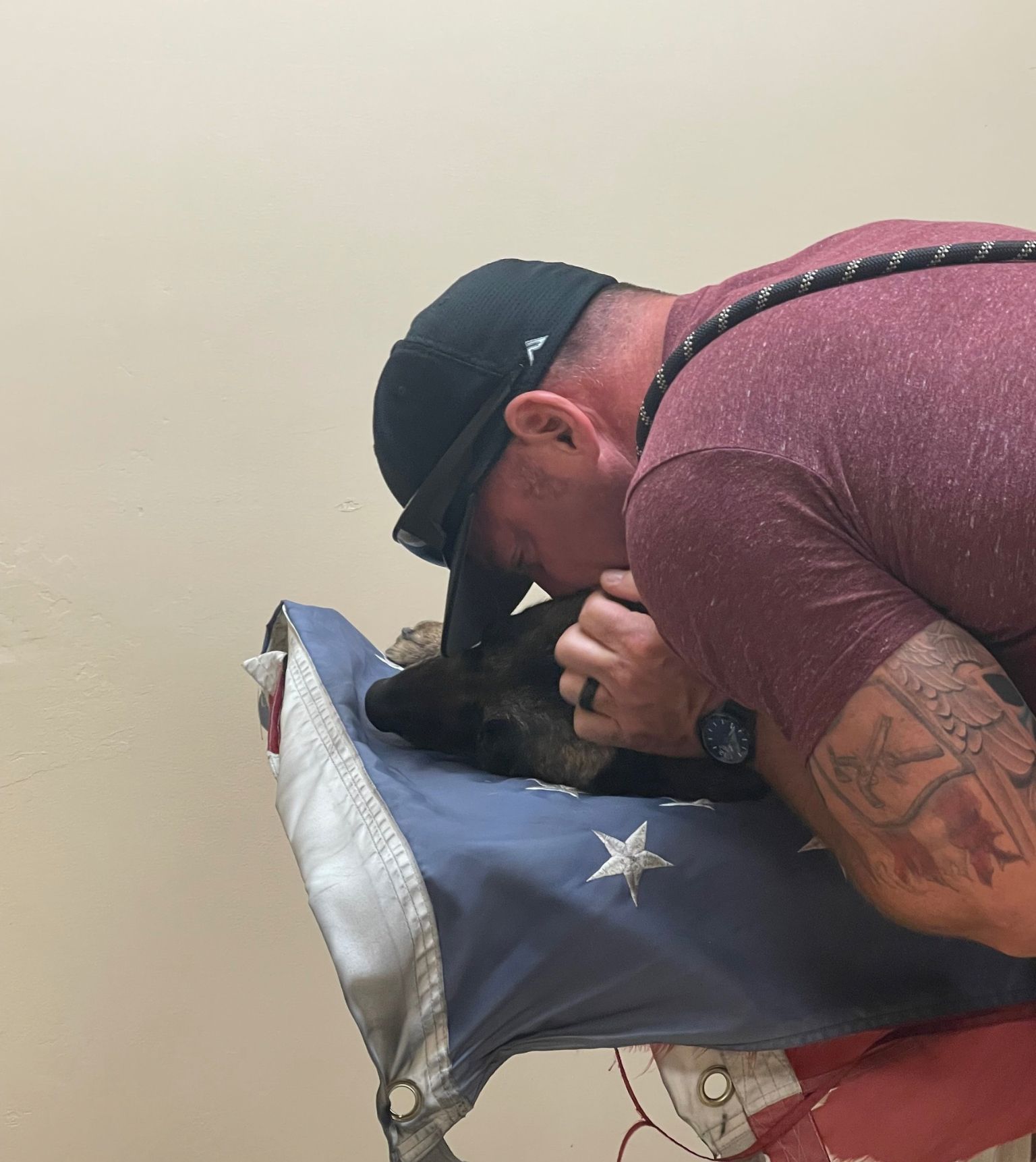 Christopher Dalton saying goodbye to his furrever friend