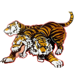 A sick image of a three-headed tiger