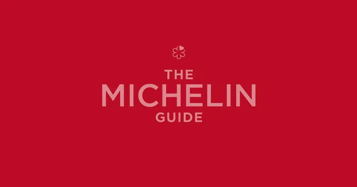 The michelin guide logo is on a red background.