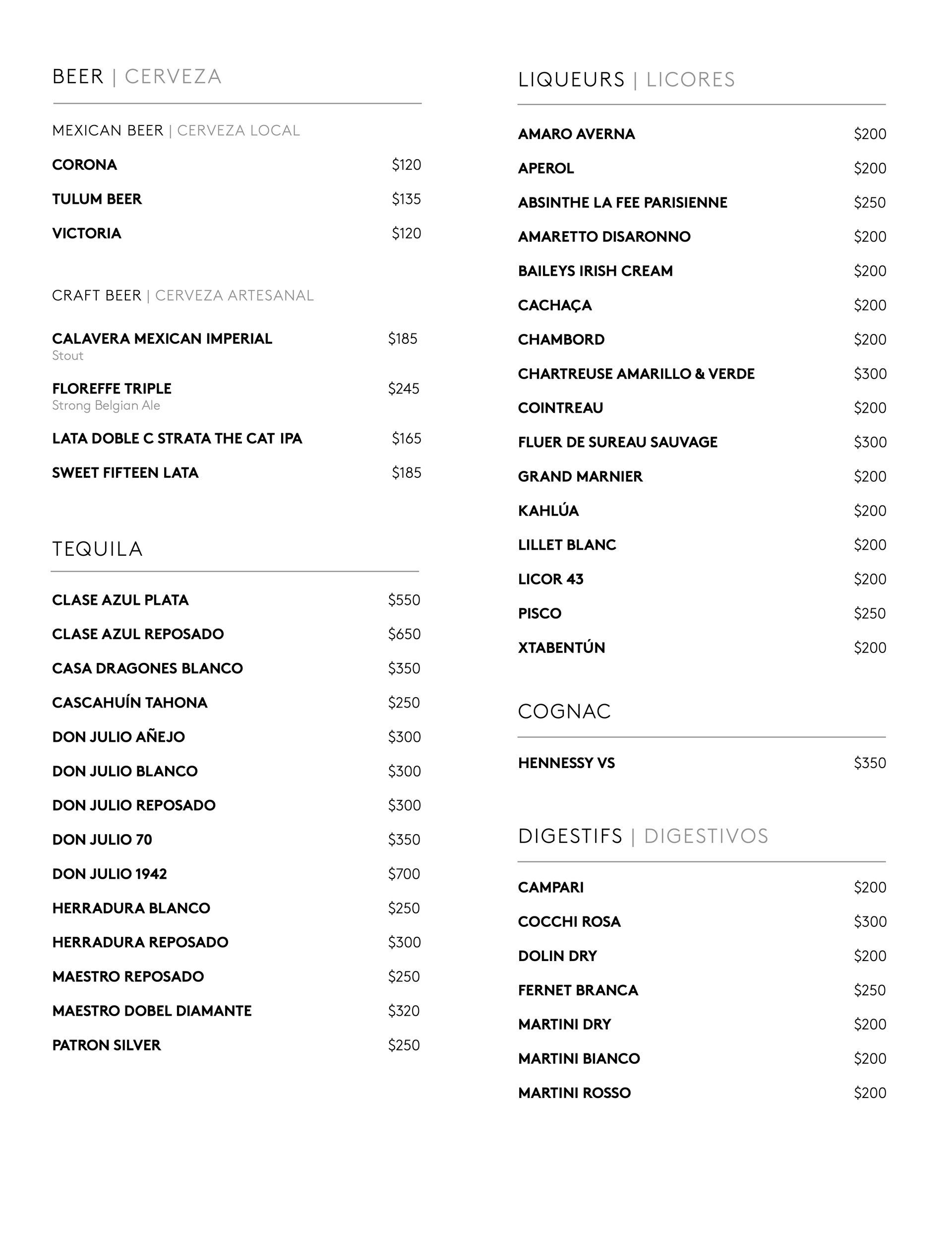 A black and white image of a menu for a restaurant.