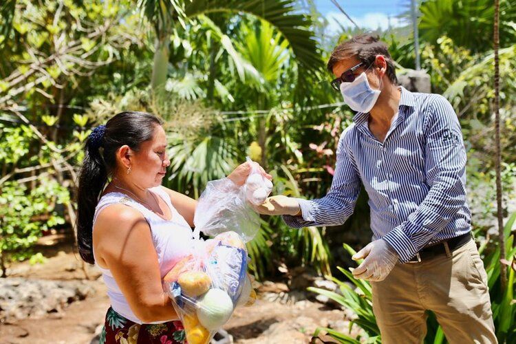 Delivering food donations during Covid-19 Pandemic in Tulum