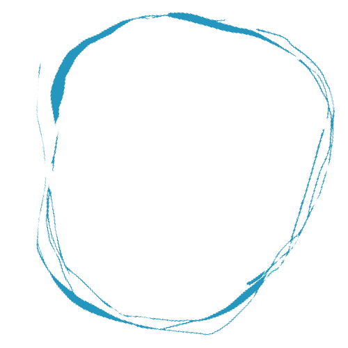 A blue circle is drawn on a white background.