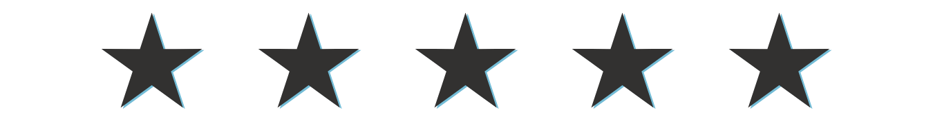 A set of five black stars on a white background.