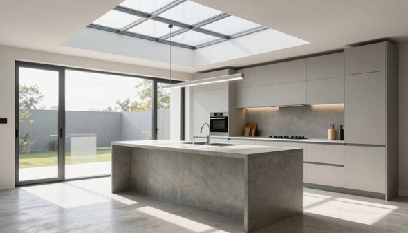 Kitchen extension with glazed roof lantern