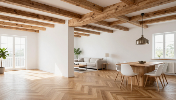 Renovated open-plan living and dining room