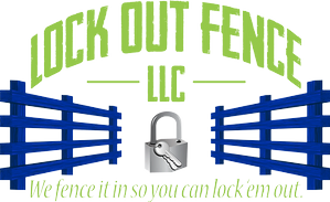 A logo for a company called lock out fence llc