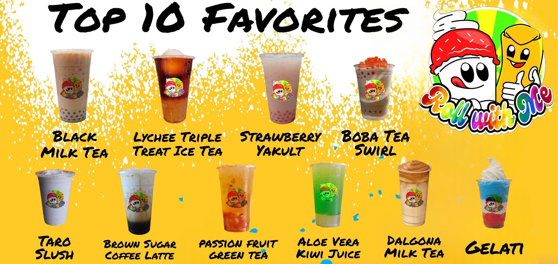 A poster showing the top 10 favorites of various drinks