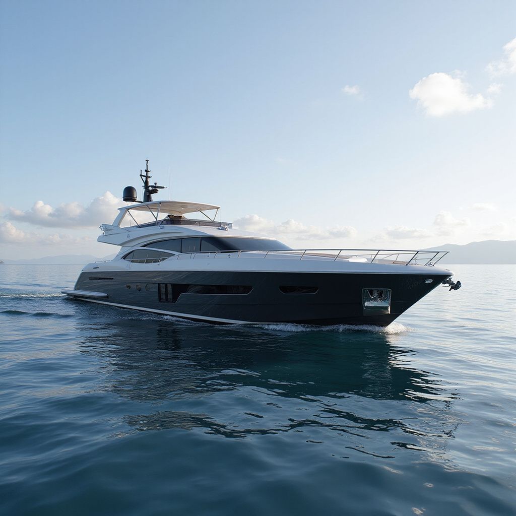 Luxury white yacht cruising on calm blue sea under a clear sky
