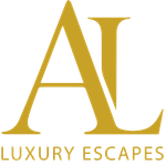 Gold “AL” logo with “Luxury Escapes” text underneath on a white background