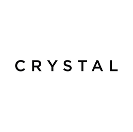 Black text reading “CRYSTAL” on a white background