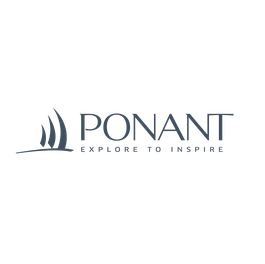 Ponant logo with sail icon and tagline “Explore to Inspire” in navy on white background