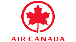 Air Canada logo: red maple leaf in a circle above red “AIR CANADA” text on white background