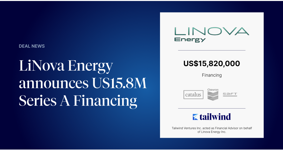 Linova Energy Inc. announces US$15.8 M Series A Financing