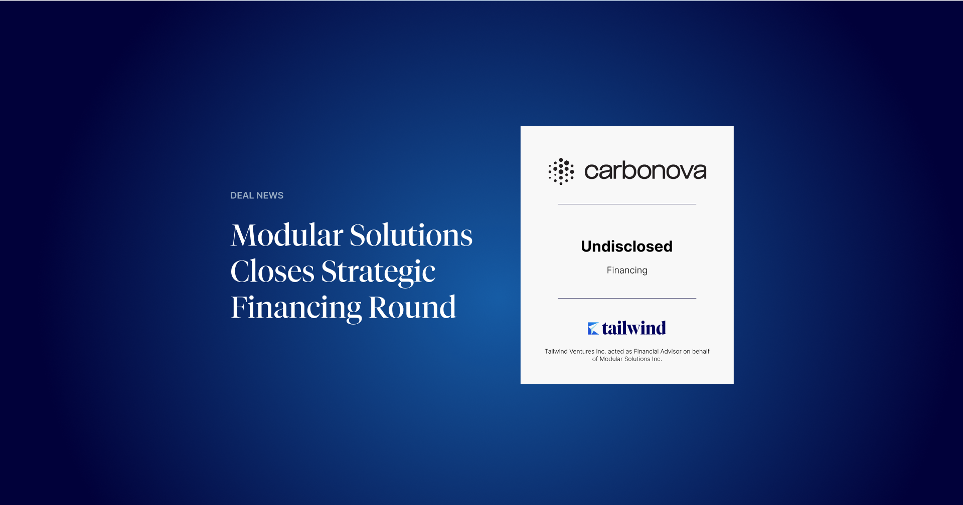 Modular Solutions closes strategic financing round