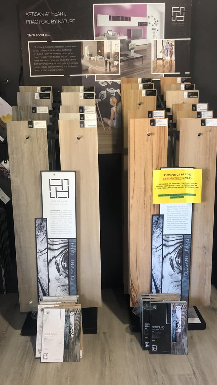 A Display of Wooden Flooring in a Store — Bayside Carpets & Flooring in Laurieton, NSW