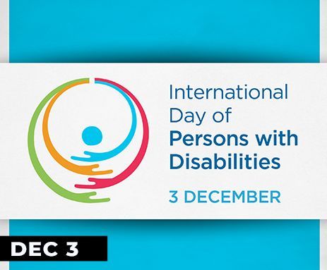 International Day of Persons with Disabilities poster, colorful circular logo, text “3 December”