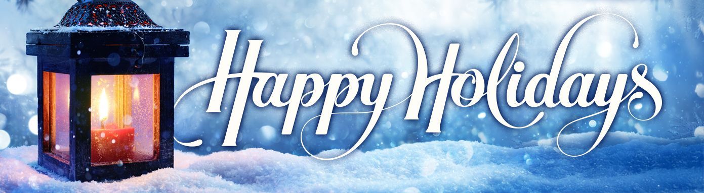 Snowy holiday card with a glowing lantern and “Happy Holidays” in white script Snowy holiday card with a glowing lantern and “Happy Holidays” in white script
